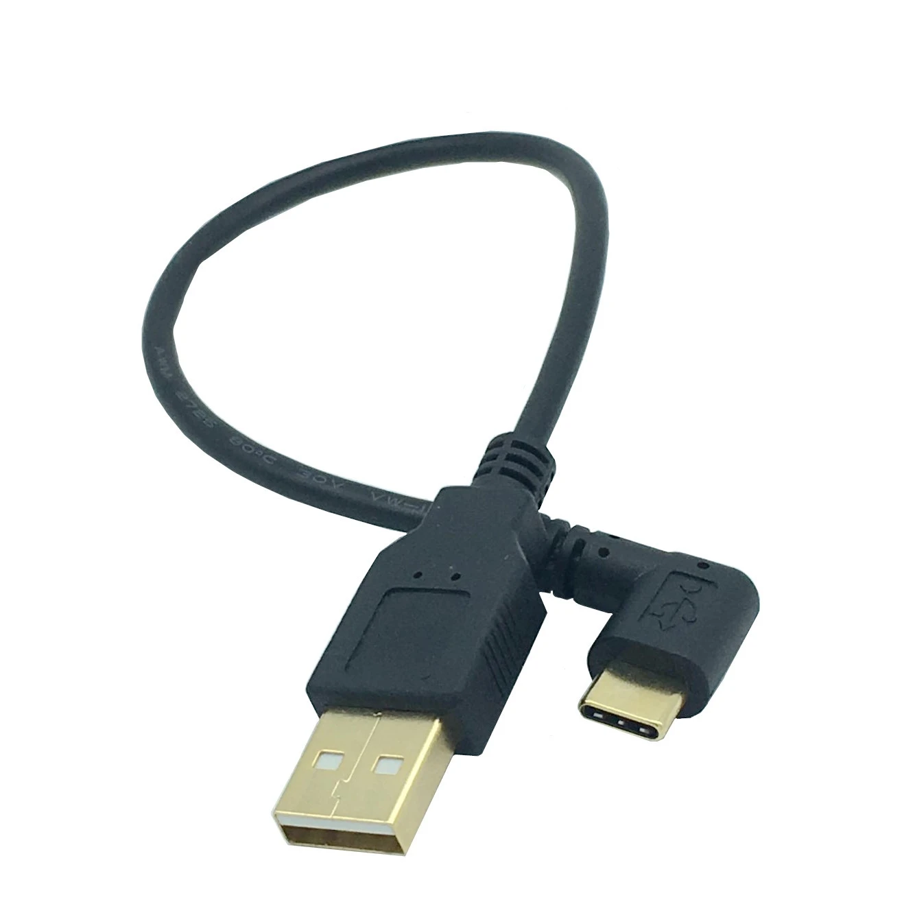 25CM USB 2.0 A Male 90 Degrees Right Left Up Down angled Elbow to USB 3.1 Type C Elbow male Converter Data Sync Charging Cable