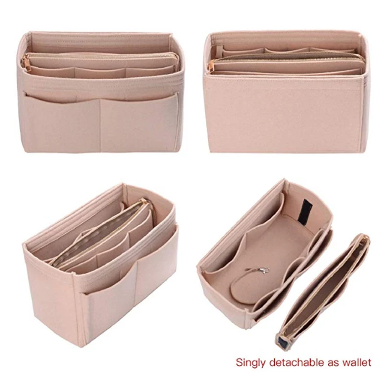 HHYUKIMI Brand Make up Organizer borsa con inserto in feltro per borsa da viaggio borsa interna borse cosmetiche portatili adatte a varie borse di