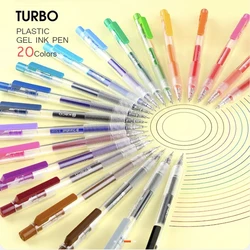 KACO TURBO Gel Pens Press 20 Colors Pen 0.5MM Colorful Ink Sign Pens 800M Writing High-Capacity Rainbow Pen for Student Office