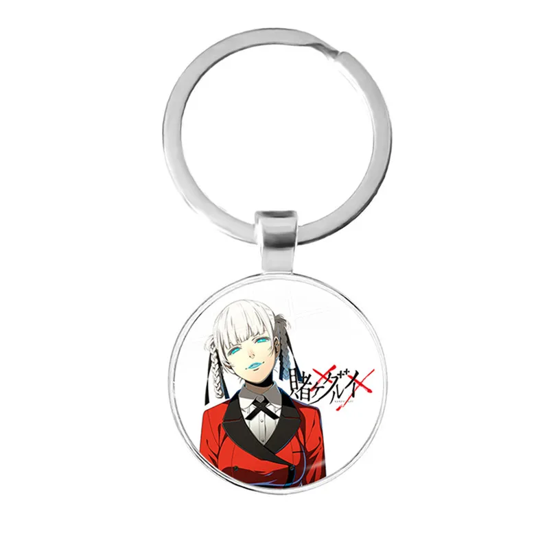 Kakegurui Jabami Yumeko Figures Keychain Fans Gift Cartoon Glass Dome Pendant Key Chain Bag Charm Decoration