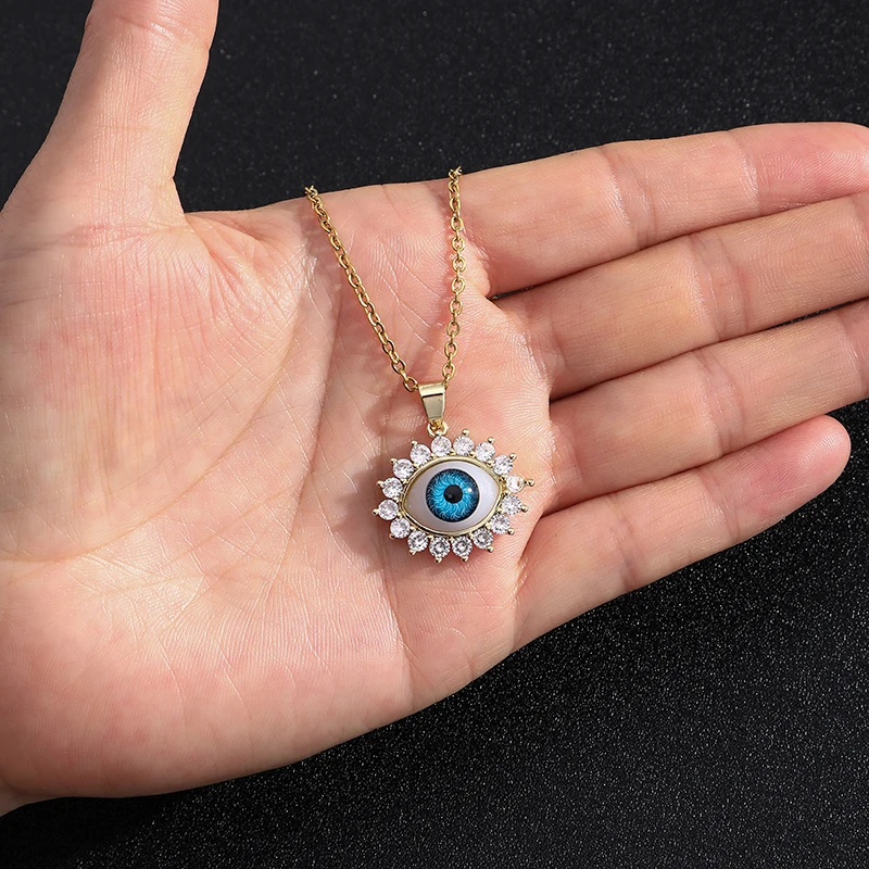 Turkish Lucky Evil Eye necklace Women 8 Style Blue Eyes Female Charm Fashion Enamel Stainless Steel Chain necklace Jewelry Gift