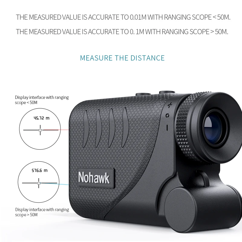 Imagem -04 - Nohawk Medidor de Distância Medida Laser Rangefinder Inclinação Golf Range Finder com Bloqueio da Bandeira