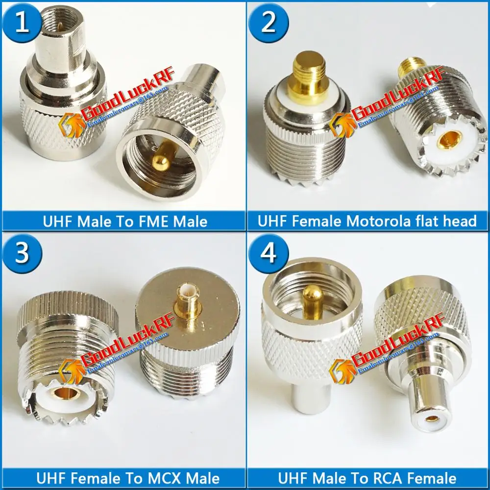 1X Pcs Kit Set UHF PL259 SO239 To FME MCX RCA Motorola flat head KENWOOD Antenna Connector Brass Straight RF Coaxial Adapters