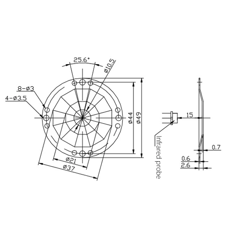 Fresnel lens Infrared induction 360 ° induction angle 7M distance PIR lens high sensitivity Infrared sensing of human body