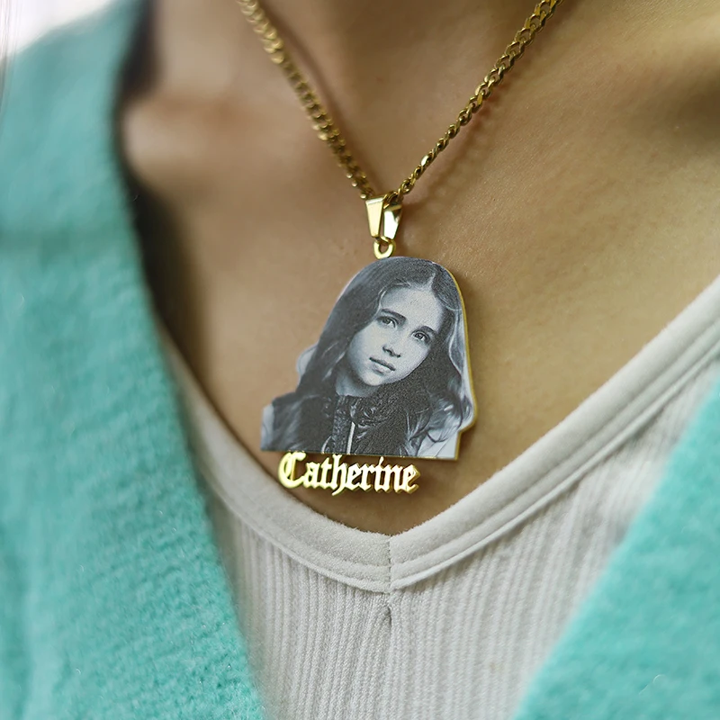 

Fashion Custom Color Photo Picture Name Pendent Necklace Personal Fmaily Picture Pendent for Women Men Hiphop Jelwery