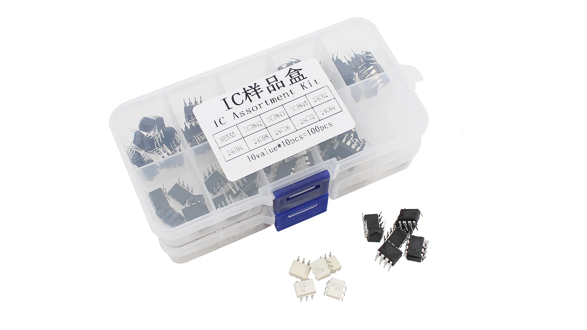 50pcs 100pcs integrated circuit diy electronic kit adopts DIP IC NE555 UC3842 24C08 and Optocoupler 4N25 4N35 MOC3021 MOC3063