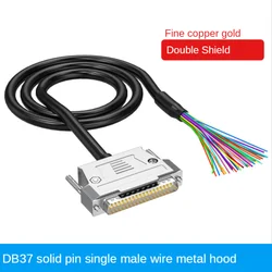 Pure Copper DB37 Single Head Cable Male / Female To Loose Wire 37 Pin Gold-plated Serial Line 26AWG D-SUB37 with Metal Shell