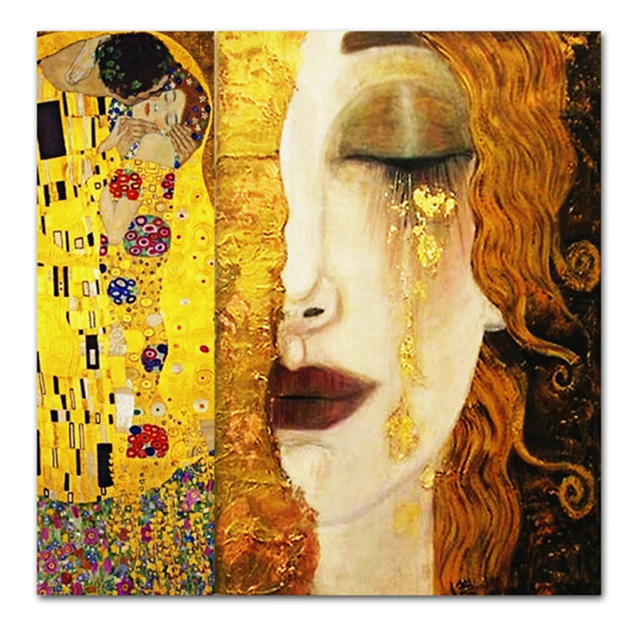 

5D Diy Diamond Painting Golden Tears And Kiss Gustav Klimt Cross Stitch Mosaic Picture Diamond Embroidery Square/Round DM2020