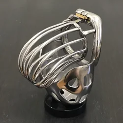 Stainless Steel Male Chastity Device Scrotum Cock Cage Metal Penis Ring Long Locking Belt Bondage Sex Toys for Men CC406