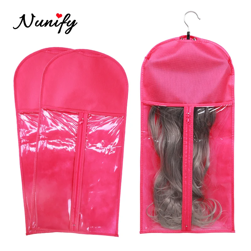 

Nunify Wig Storage Bag Holder Case Anti-Dust Non-Woven Fabric Platic Wig Bag For Hairpieces Portable Wig Hanger Bag 5Pcs/Lot