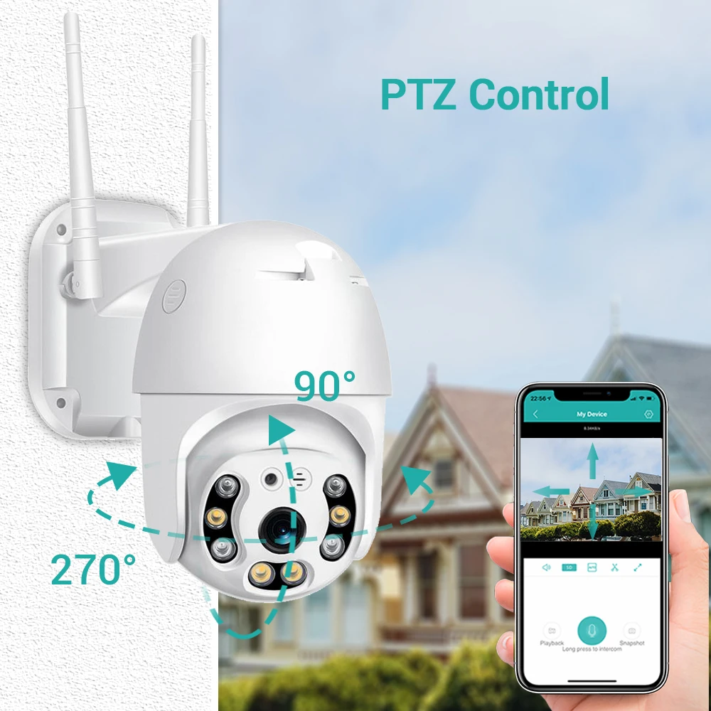 HD1080P Wifi Camera H.265x Mini Pan/Tilt Onvif IP Camera AI Human Detection Dual Light Source ICsee Waterproof Outdoor Camera