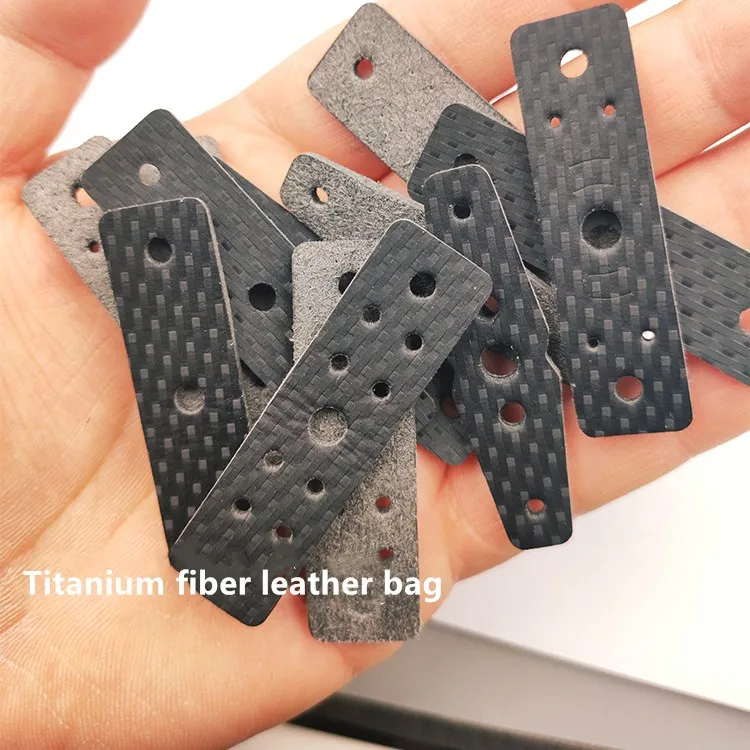 Titanium fiber stamping leather pocket without black edge slingshot leather pocket with silencer die stamping non-laser