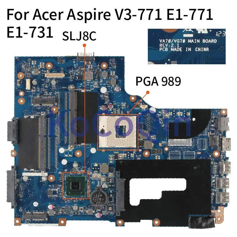 

For Acer Aspire V3-771 E1-771 E1-731 V3-771G PGA989 HM77 Notebook Mainboard NBRYR11001 NB.RYR11.001 VA70/VG70 Laptop Motherboard