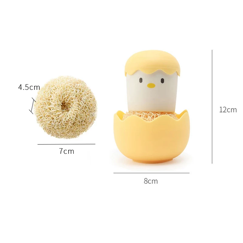 Cute Egg Kitchen Cleaning Brush Silicone Dishwashing Brush Fruit Vegetable Cleaning Brushes Pot Pan Sponge Scouring Pads