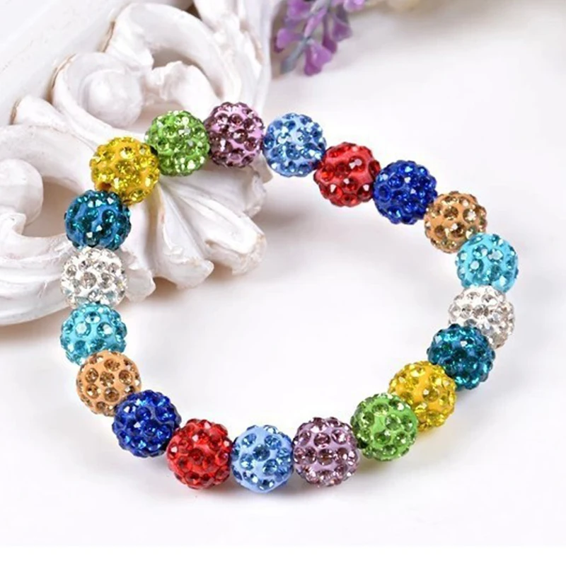 10MM Monochrome Crystal Bead Shambhala Style Bracelet Fashion Rhinestone Inlaid Shambhala Bracelet Women