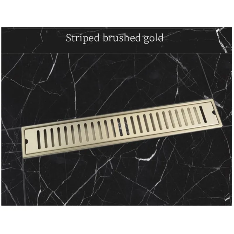 Brush gold Floor Drain 304 SUS shower floor drain long Linear drainage Channel drain for hotel bathroom kitchen floor Black