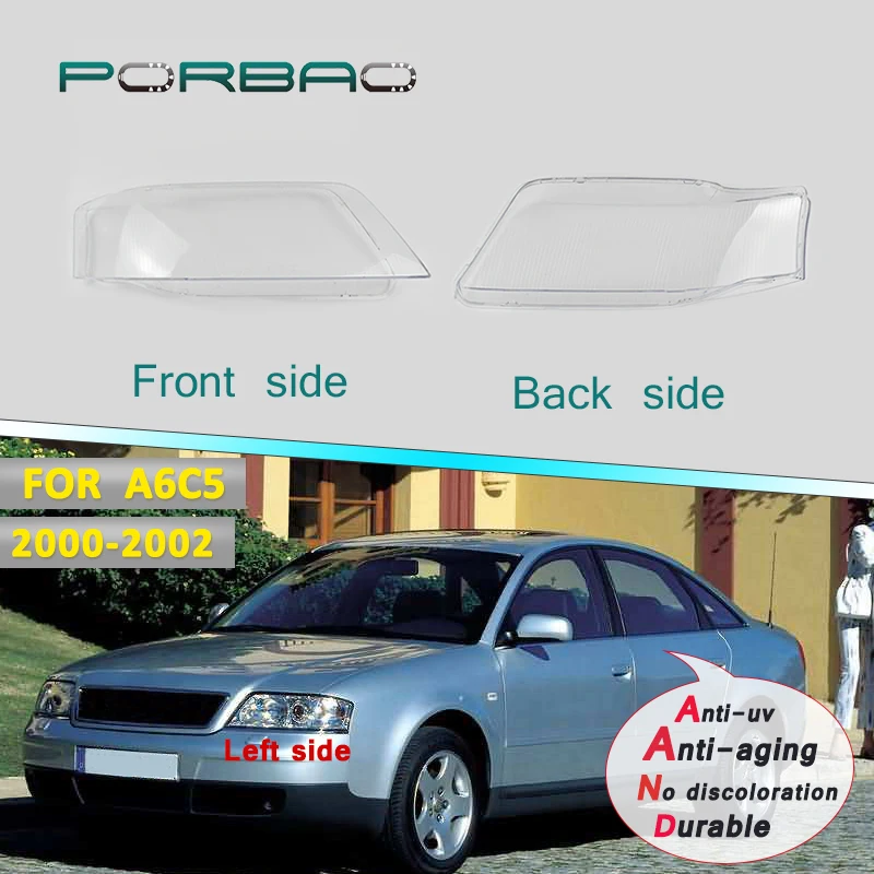 4Doors Headlight Transparent Glass Lens Cover-Shell for A6C5 Headlamp Clear Shell 1998-2002 Auto Lampshade Replacement DIY