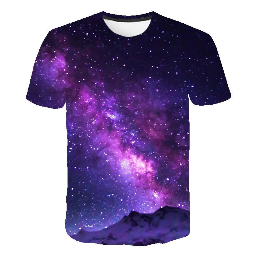 2020 Summer Purple Galaxy t shirt Men Space 3d Printing T-Shirt Universe Short Sleeve Print Tshirts Funny Casual Tops O-Neck