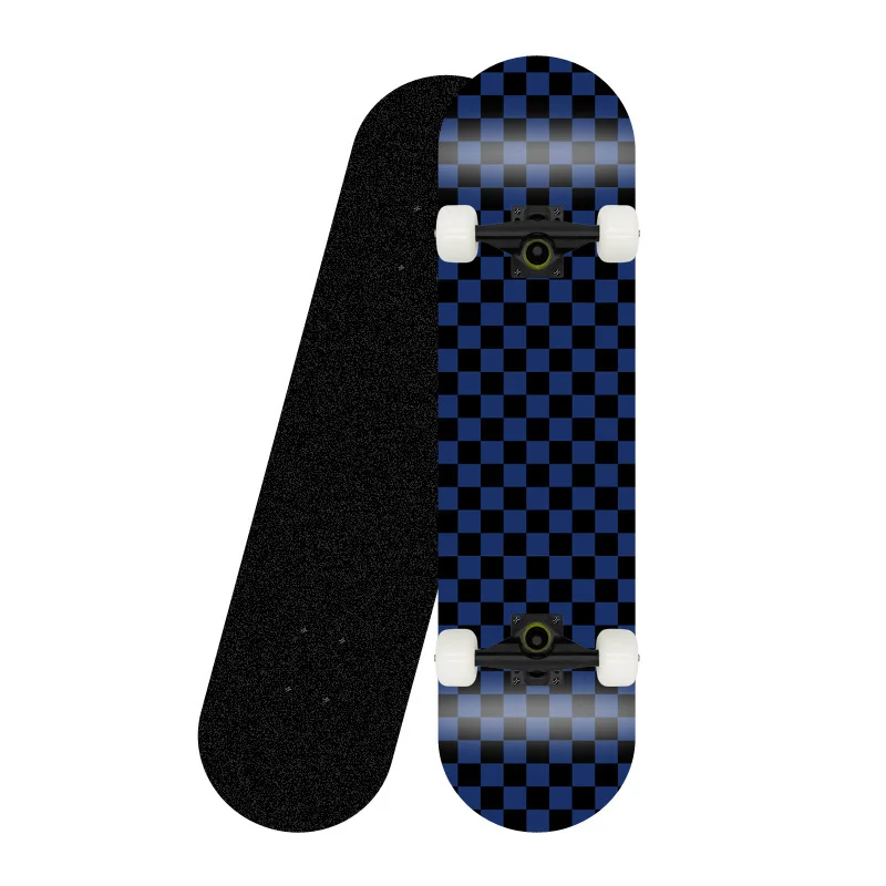 Nuevo Hot LY * R 80*20CM serie de cuadrícula en blanco y negro monopatín doble vertical cubierta de cuatro ruedas Penny Board tabla larga