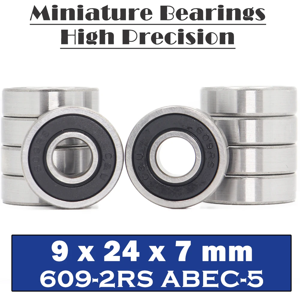 609RS Bearing ABEC-5 ( 10 PCS ) 9*24*7 mm Miniature Sealed 609-2RS Ball Bearings 609 2RS