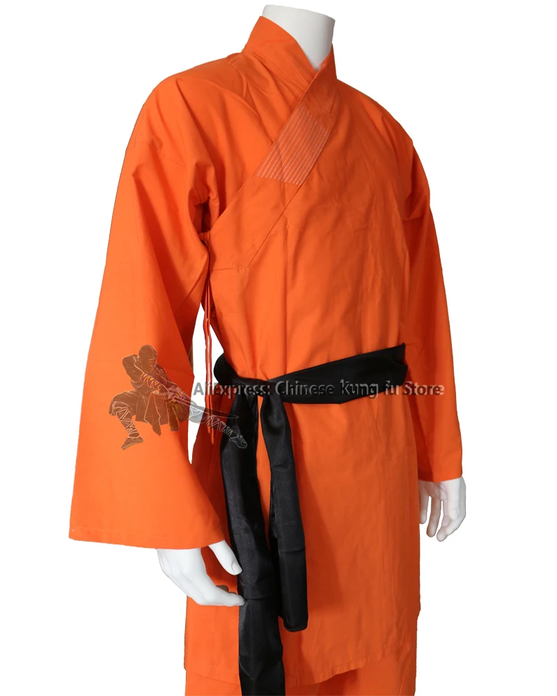 Bambini Adulti Cotone arancione Monaco Shaolin Kung fu Abito per arti marziali Tai chi Wing Chun Uniformi