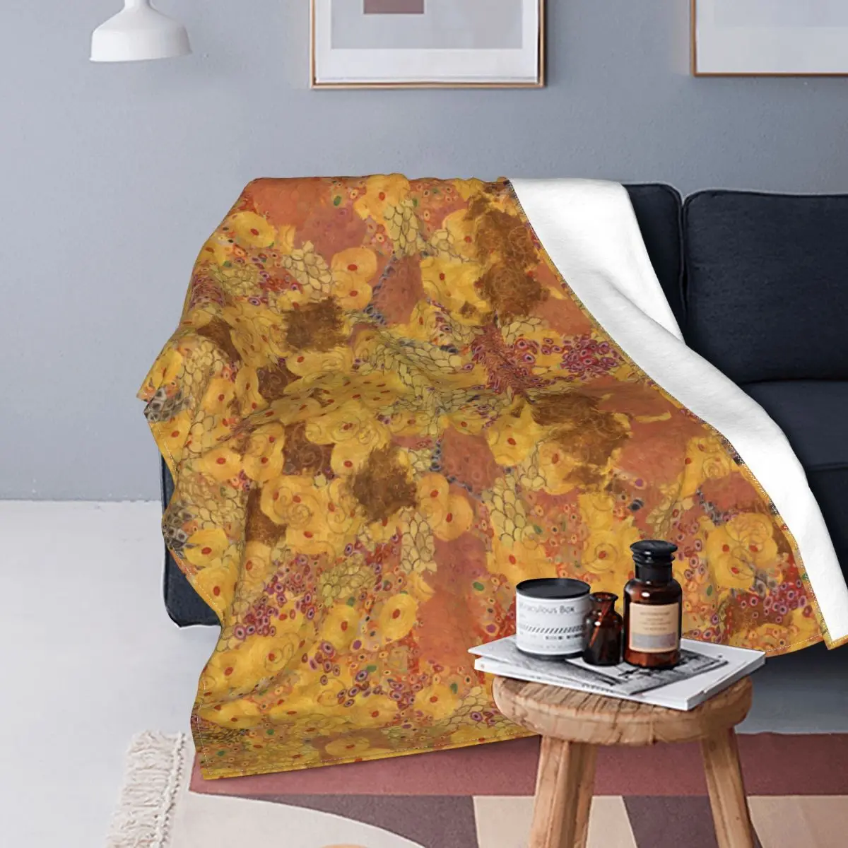 Gustav Klimt Freyas Flannel Throw Blankets Abstract Art Blankets for Sofa Office Lightweight Thin Bedspread