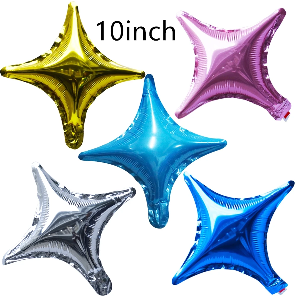 10 four-point star-shaped aluminum foil balloons gold, red, silver, black party balloons birthday decoration children's toys