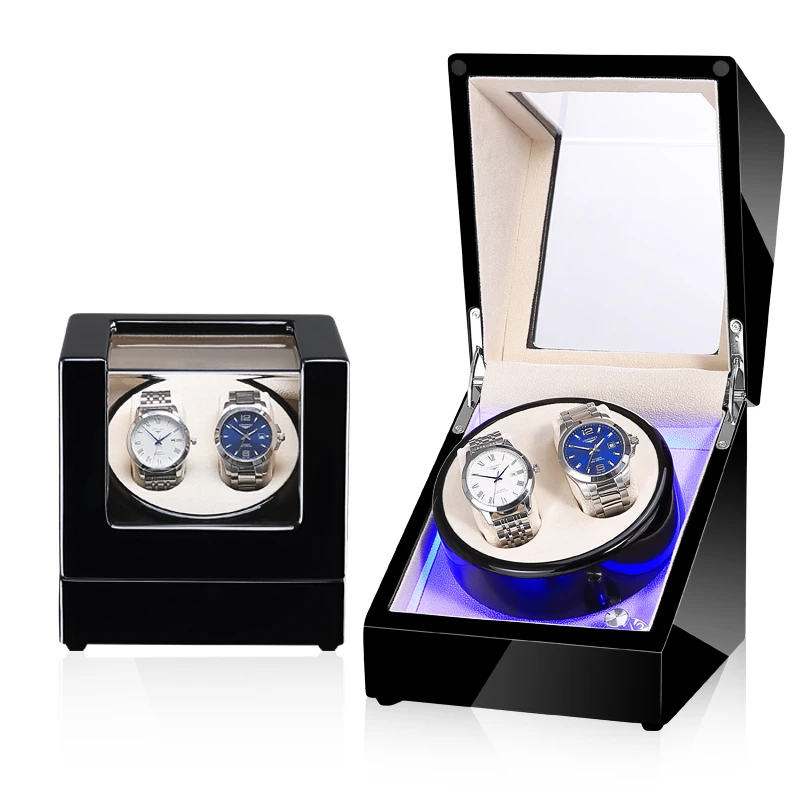 

Precision 3V Watch Winder Box Quite Power/Battery 180MM Household Mechanical 2+0 LED Watch rotary Holder GOOD + COLOR