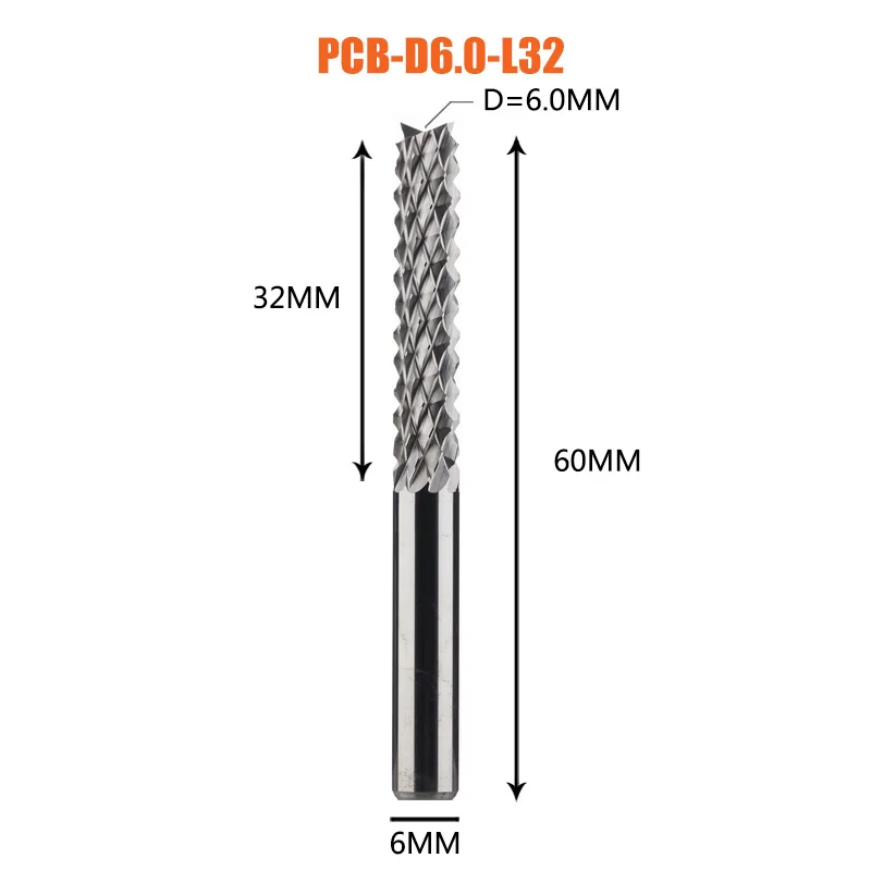 Dreanique 1PC Volhardmetalen Maïs-Endfrees Freesbits 3.1mm 4mm 6mm 8mm PCB Endfrees CNC Houtbewerkingsfrees Gereedschap