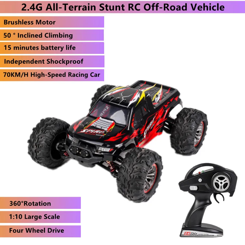 High Speed Brushless Racing RC Off Road Truck Vehicle 70KM/H 1:10 Large 4WD Shock Absorption Drift Remote Control RC Car Model