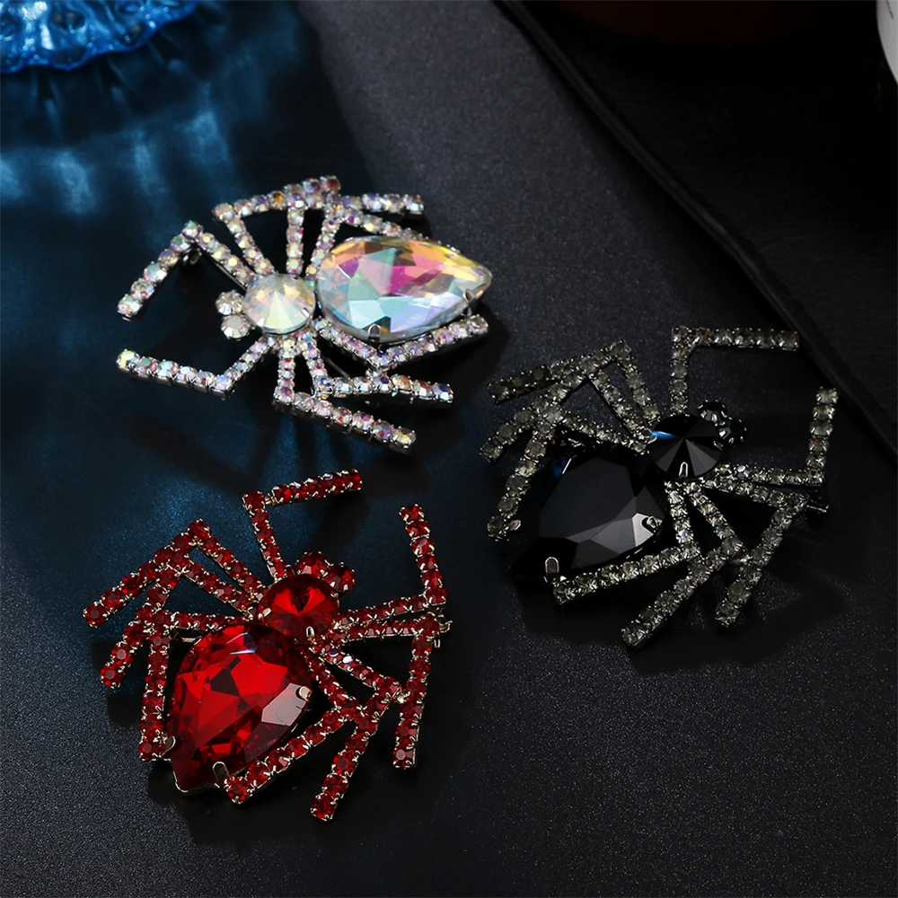 CORUIXI Colorful Spider Brooch, Claw-set Rhinestone Animal Accessories, Elegant Ladies' Corsage Jewelry Factory Wholesale HP083