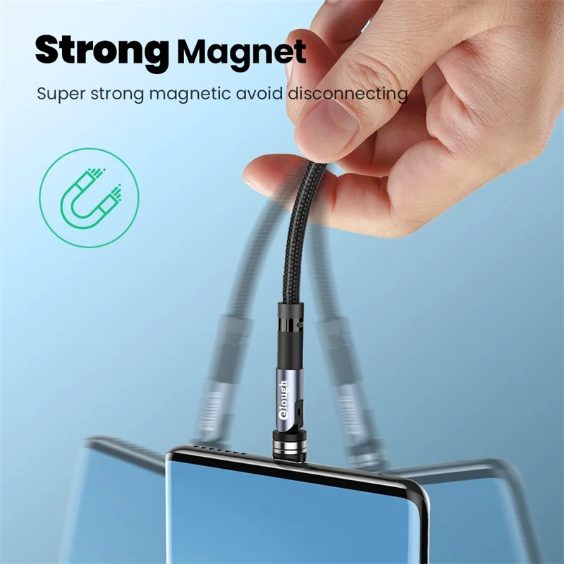 Elough Magnetic Cable Fast Charger Type C USB C Micro Cable For iPhone Samsung Huawei Xiaomi Phone Rotatable Magnet Charger Cord