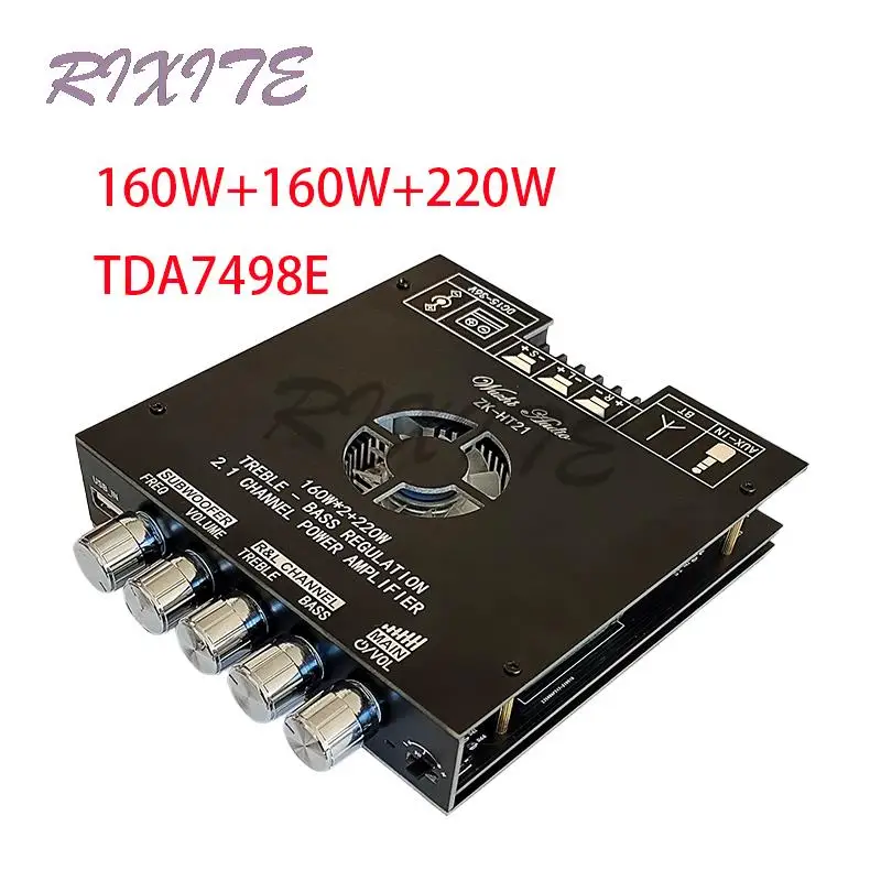 

160WX2+220W Bluetooth 5.0 TDA7498E 2.1channel HIFI Digital Power Amplifier Module High And Low Tone Subwoofer Amp Board HT21 AUX