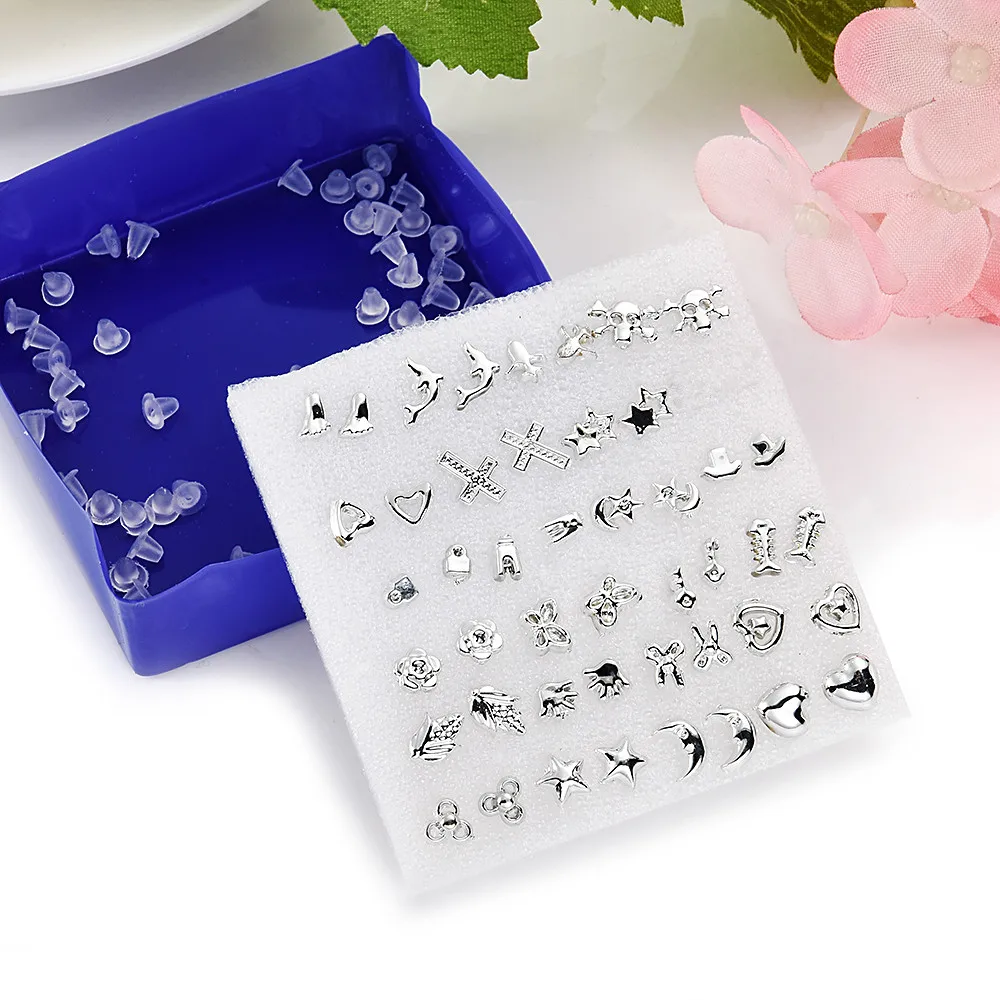 2022 New Fashion 24 Pair/ Set Wholesale Unisex Mix Styles Stud Earrings Women Men Plastic Plated Stud Earrings Jewelry