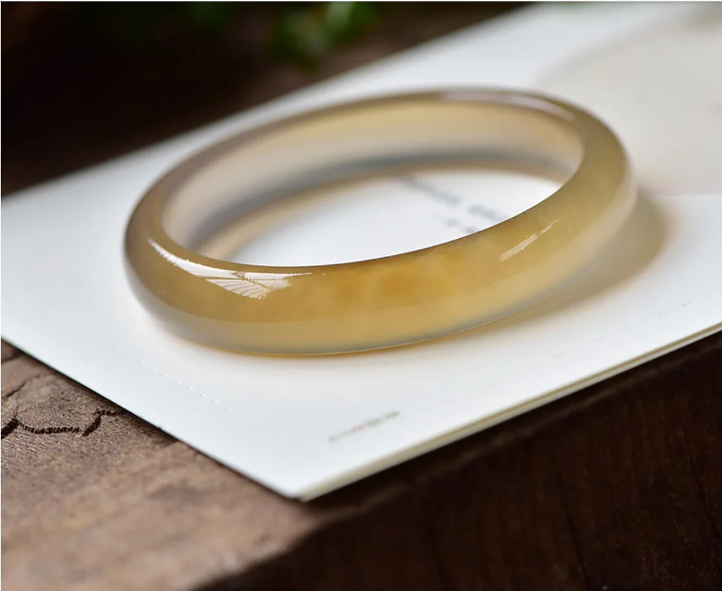 High Quality Natural Madagascar Grey Agate Chalcedony Jade Stone Ice Bracelet Exquisite Jewelry Bangle Lucky Accessories Gift