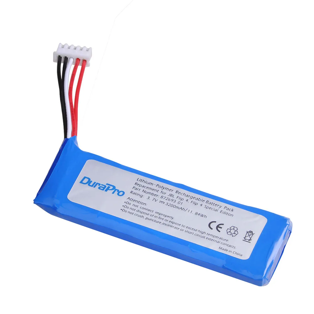 DuraPro Battery Bateria for JBL Flip4 Bluetooth Speaker,Flip 4 Special Edition 3.7V 3200mAh GSP872693 01 with free screwdriver