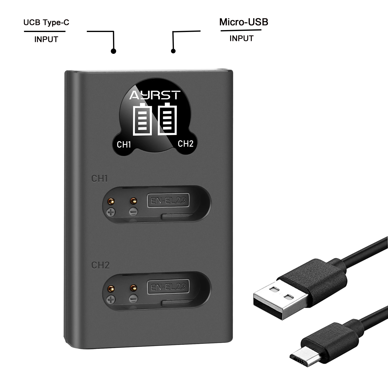 EN-EL23 LED Dual Battery Charger For Nikon COOLPIX B700 P900s P900 P610s P610 P600 S810c Camera Replace MH-67P MH-67PCH