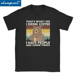 Men Women's I Drink Coffee I Hate People T Shirt Bear Lover Cotton Clothing Casual Short Sleeve Tee Shirt Printing T-Shirt