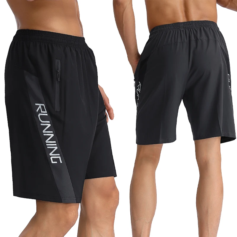 Men Prints Running Shorts 2021 New Summer Quick Drying Sports Shorts Zipper Pockets Jogging Training Sweatpants Loose Gym Shorts