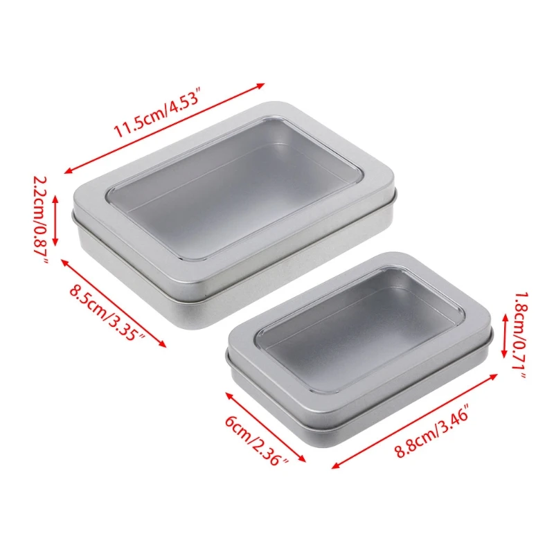 Clear Window Top Metal Tin Can Box Silver Blank Storage Case Crafts Survival Kit M68E