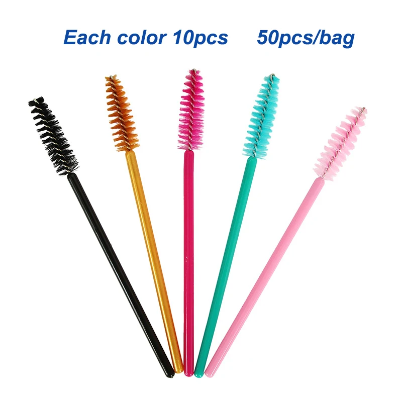50 個使い捨てマスカラワンドカラフルなマイクロ眉毛/まつげブラシ Sooplies グリッターリップアプリケーターワンドメイクアップ化粧品ツール