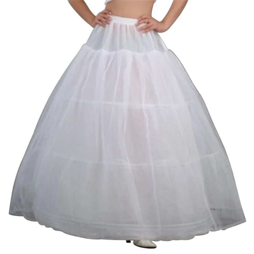 Womens Bridal 3 Hoops Maxi-Length Petticoat Drawstring Waistband Multi-Layer Ball Gown Wedding Dress Bustle Crinoline Underskirt