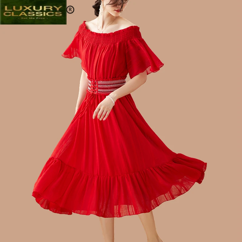 

Women Summer Clothes Dress 2021 Vintage Off Shoulder Boho Long Dresses Woman Sexy Ruffles Beach Party Vestidos Robe Femme