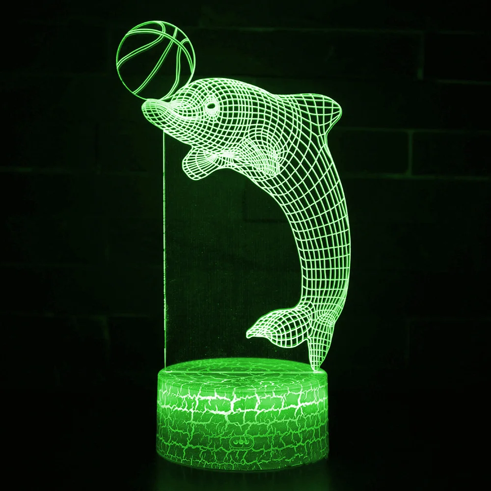 Remote / Touch Control 3D LED Night Light LED Table Desk Lamp Dolphin LED Night Light Color Change 3D LED Light for Kids Gift 30