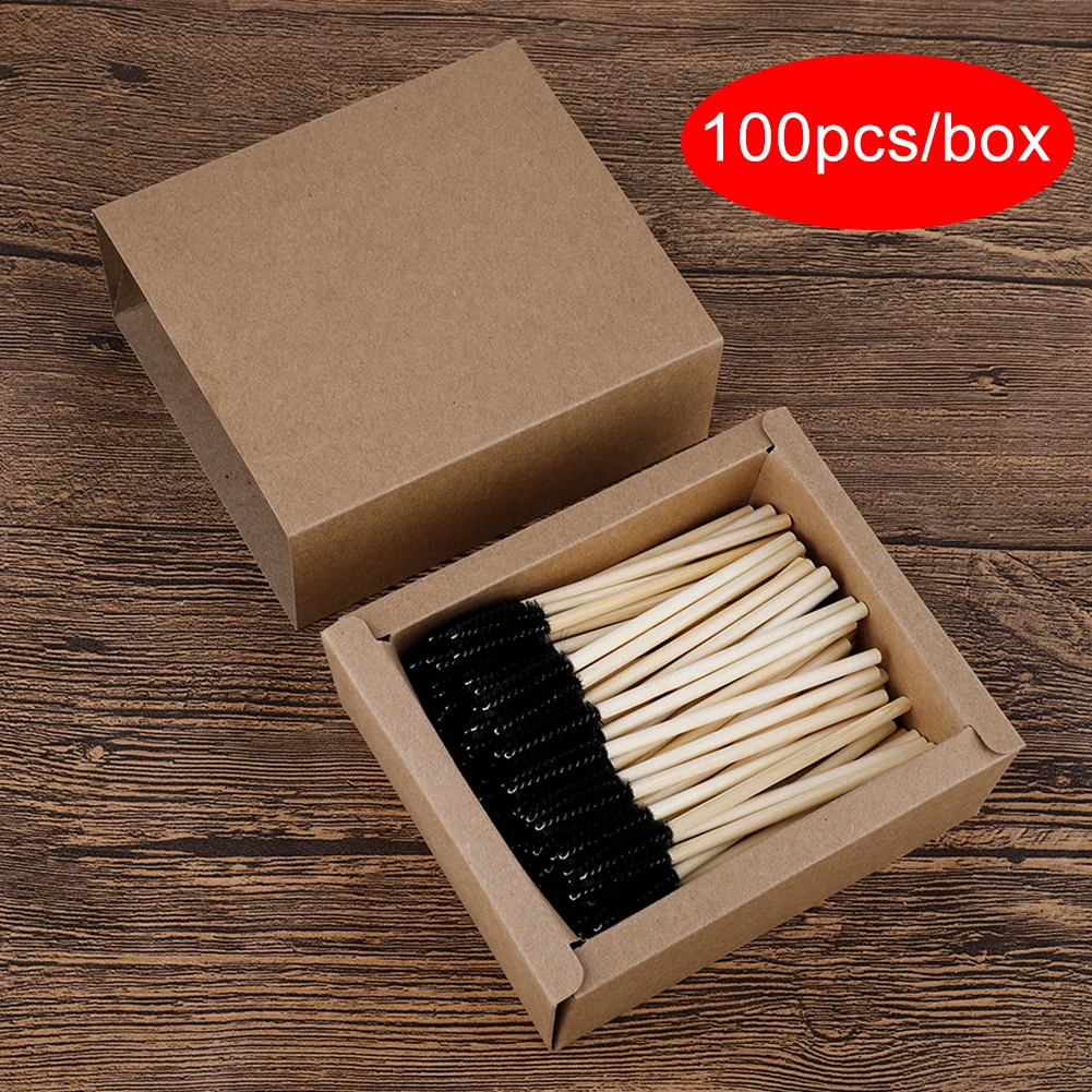 

100pcs Bamboo Handle Disposable Eyelash Brush Makeup Brush Eyelash Extension Wands Eyebrow Brush Mascara Applicator Makeup Tool