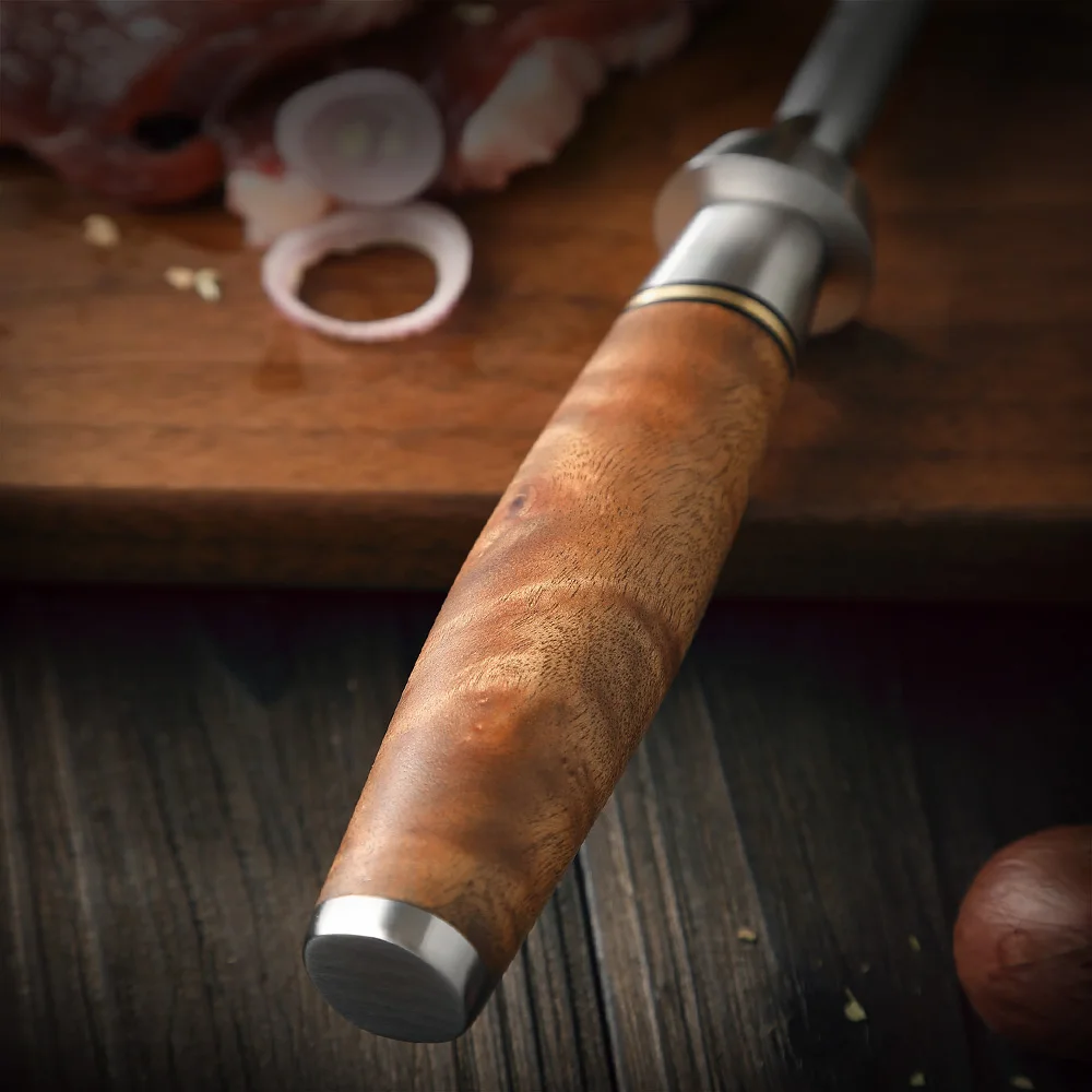 HEZHEN Knife Sharpener Rod Diamond Sharpening Figured Sycamore Wood Handle Wear-Resistant Kitchen Tools