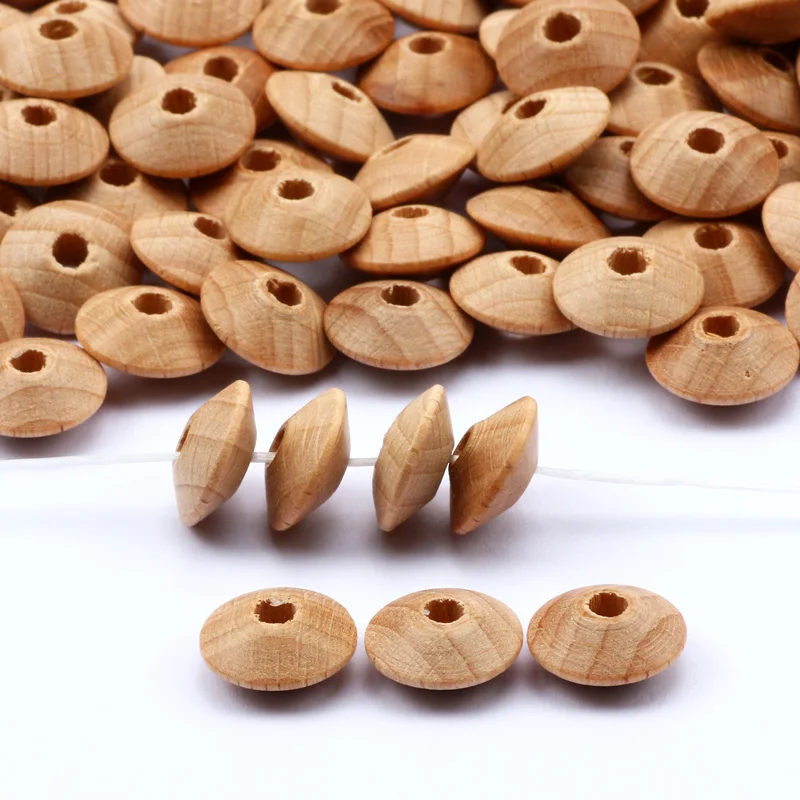 Cuentas espaciadoras redondas de madera de haya Natural, 13x6mm, cuentas sueltas de madera de Color para la fabricación de joyas, accesorios para