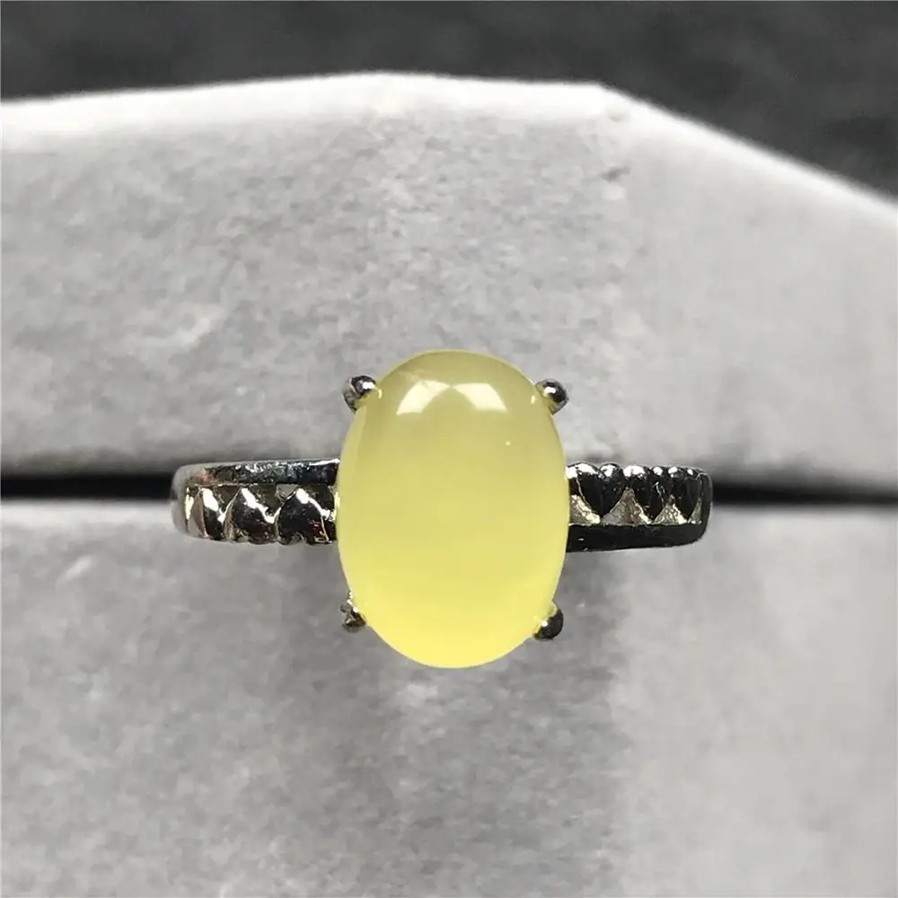 

Genuine Natural Yellow Amber Gemstone Ring Jewelry For Women Lady Men Luck Love Gift Reiki 10x8mm Beads Adjustable Ring AAAAA