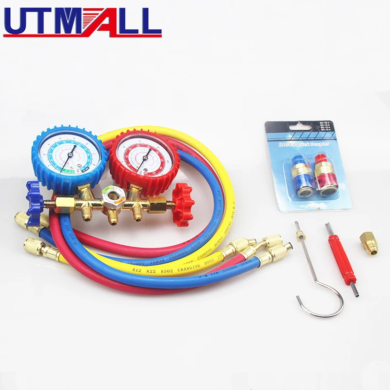 

Car R22 R12 R134A R502 A/C Refrigeration Kit Manifold Gauge Set Auto Refrigerant H/L Quick Coupler Manifold Gauge Tool Set