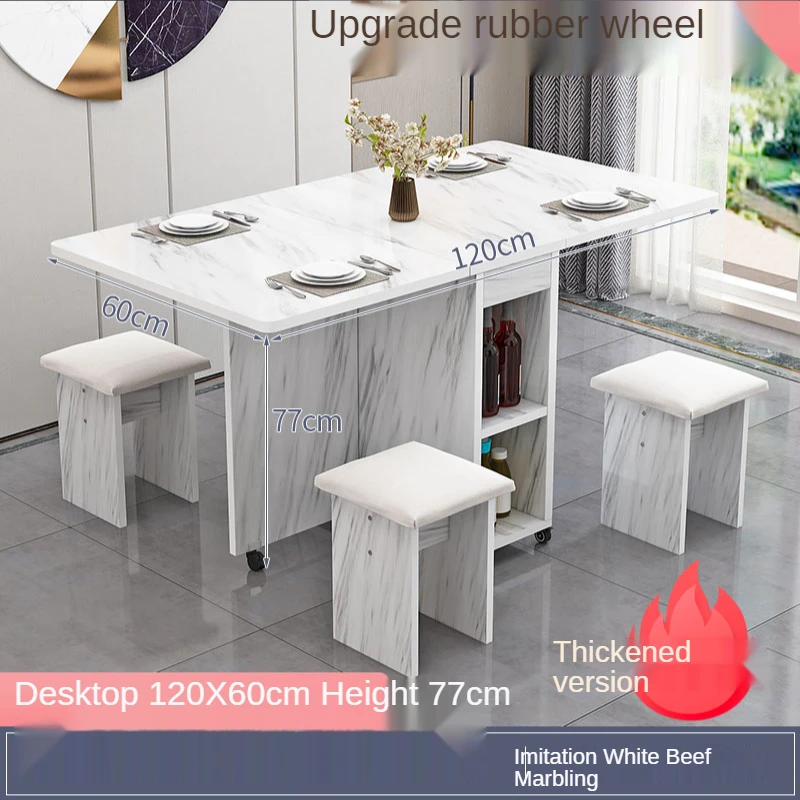 

Folding Table Dining Table Household Small Apartment Multi-Functional Small Mobile Simple Rectangular Dining Table for Home